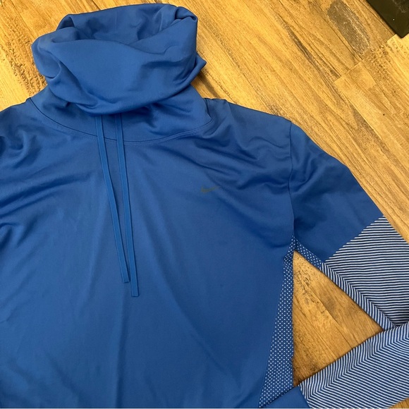 Womens Nike dri fit cowl neck striped running workout sweatshirt sz S blue - Picture 3 of 4
